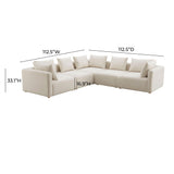 Hangover Cream Performance Linen 5-Piece Modular L-Sectional TOV-L68788-SEC2 TOV Furniture