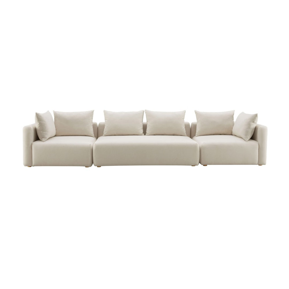TOV Furniture Hangover 145" Cream Performance Linen Long Sofa - Modular Comfort for Stylish Living Spaces Today! TOV-L68788-SO1
