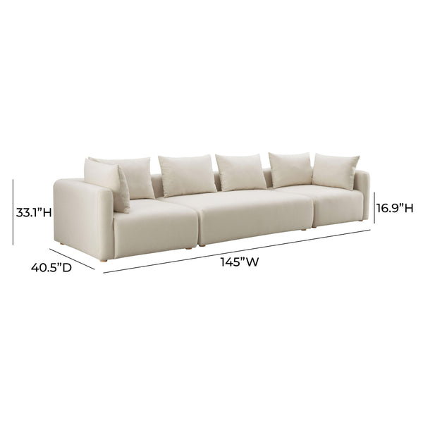 Hangover Cream Performance Linen 145" Long Sofa TOV-L68788-SO1 TOV Furniture