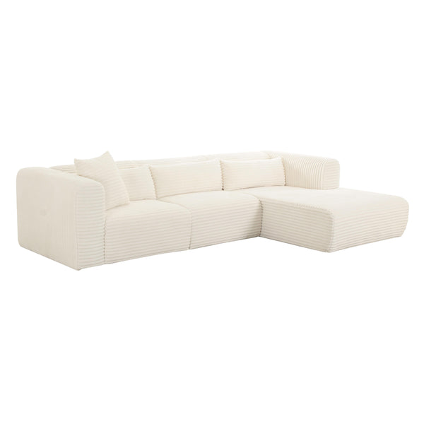 Tarra Fluffy Oversized Cream Corduroy Modular RAF Sectional TOV-L68878-L68882 TOV Furniture