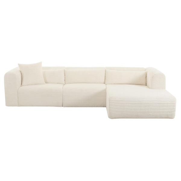 Tarra Fluffy Oversized Cream Corduroy Modular RAF Sectional TOV-L68878-L68882 TOV Furniture