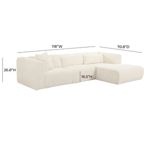 Tarra Fluffy Oversized Cream Corduroy Modular RAF Sectional TOV-L68878-L68882 TOV Furniture