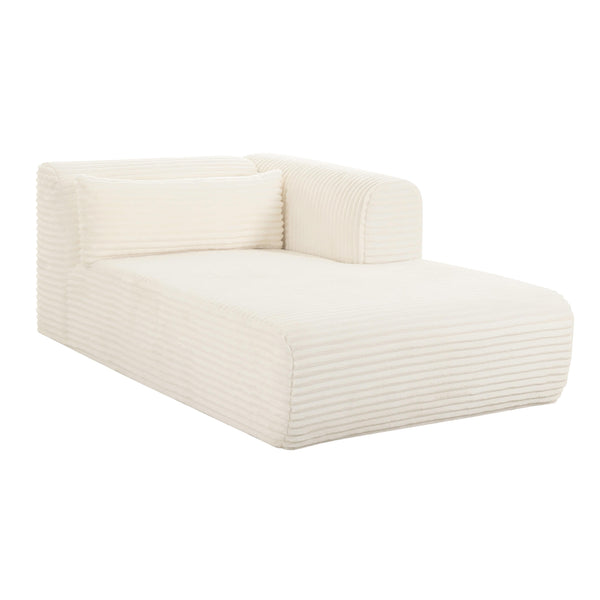 Tarra Fluffy Oversized Cream Corduroy Modular RAF Chaise TOV-L68878 TOV Furniture