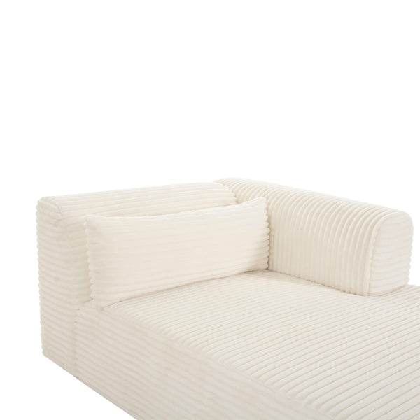 Tarra Fluffy Oversized Cream Corduroy Modular RAF Chaise TOV-L68878 TOV Furniture