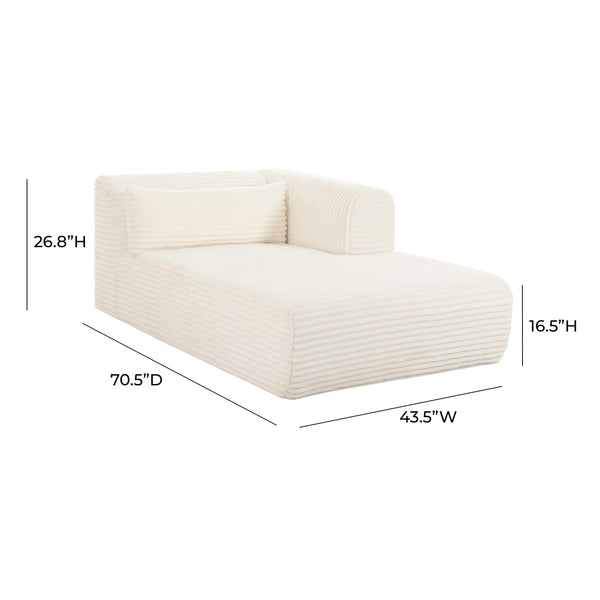 Tarra Fluffy Oversized Cream Corduroy Modular RAF Chaise TOV-L68878 TOV Furniture