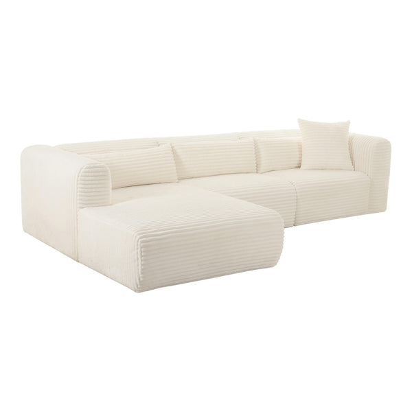Tarra Fluffy Oversized Cream Corduroy Modular LAF Sectional TOV-L68879-L68881 TOV Furniture