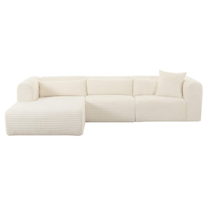 Tarra Fluffy Oversized Cream Corduroy Modular LAF Sectional TOV-L68879-L68881 TOV Furniture