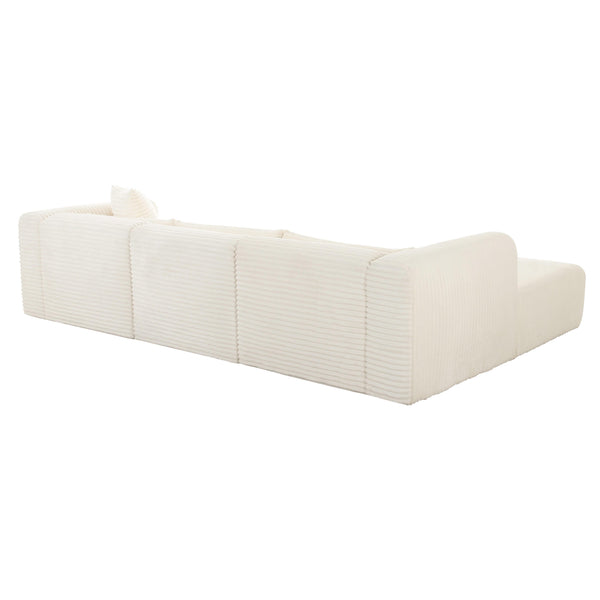 Tarra Fluffy Oversized Cream Corduroy Modular LAF Sectional TOV-L68879-L68881 TOV Furniture
