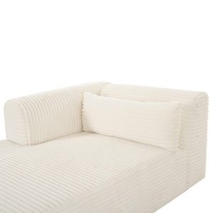 TOV Furniture Tarra 71" Modular Chaise - Plush Corduroy Seating with Liquid-Repelling Finish for Ultimate Comfort Cream / LAF TOV-L68879