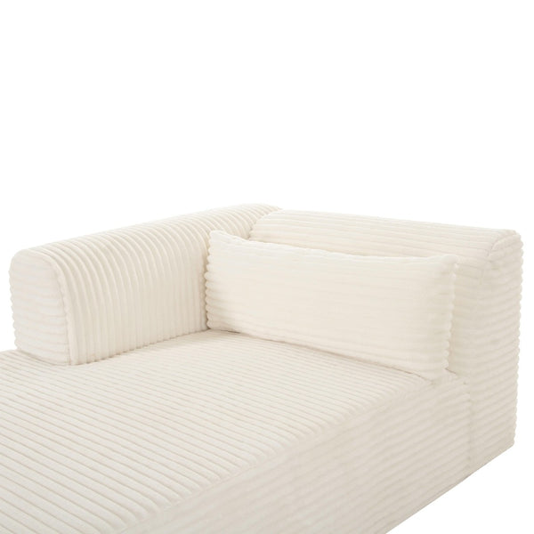 TOV Furniture Tarra 71" Modular Chaise - Plush Corduroy Seating with Liquid-Repelling Finish for Ultimate Comfort Cream / LAF TOV-L68879