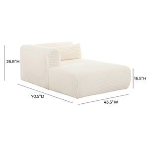 Tarra Fluffy Oversized Cream Corduroy Modular LAF Chaise TOV-L68879 TOV Furniture