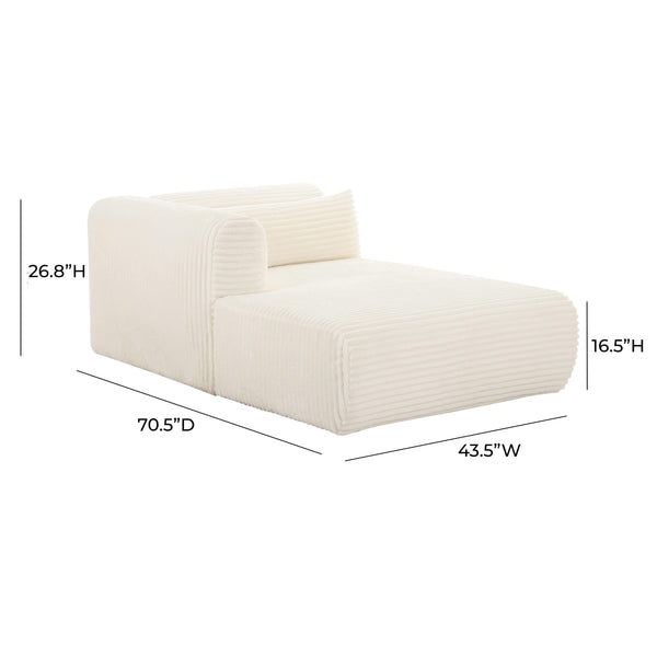 Tarra Fluffy Oversized Cream Corduroy Modular LAF Chaise TOV-L68879 TOV Furniture