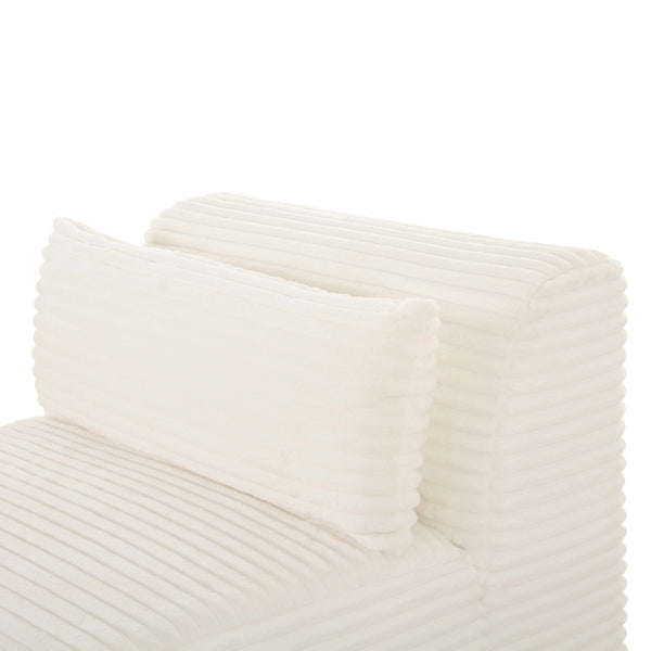 TOV Furniture Tarra Fluffy Oversized Corduroy Armless Chair - Cozy Modular Seating for Luxurious Living Spaces Cream TOV-L68880