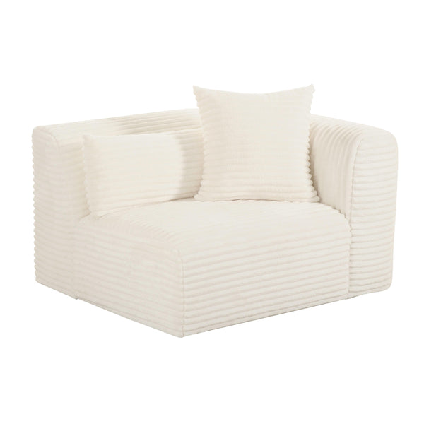 Tarra Fluffy Oversized Cream Corduroy Modular RAF Corner Chair TOV-L68881 TOV Furniture