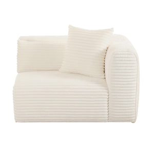 Tarra Fluffy Oversized Cream Corduroy Modular RAF Corner Chair TOV-L68881 TOV Furniture
