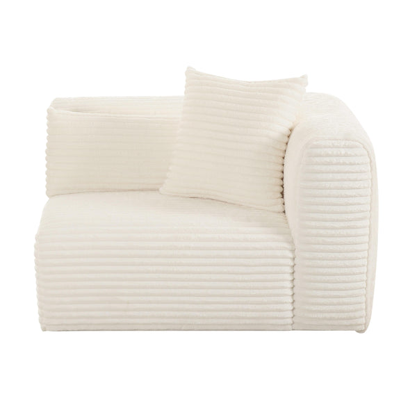 Tarra Fluffy Oversized Cream Corduroy Modular RAF Corner Chair TOV-L68881 TOV Furniture