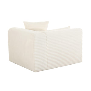 Tarra Fluffy Oversized Cream Corduroy Modular RAF Corner Chair TOV-L68881 TOV Furniture