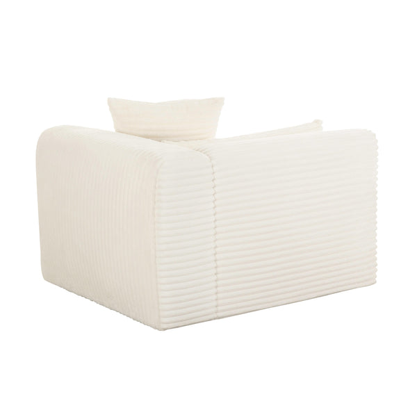 Tarra Fluffy Oversized Cream Corduroy Modular RAF Corner Chair TOV-L68881 TOV Furniture