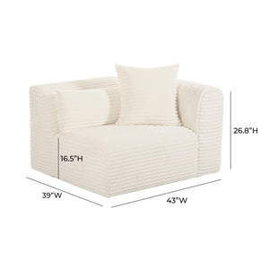 Tarra Fluffy Oversized Cream Corduroy Modular RAF Corner Chair TOV-L68881 TOV Furniture