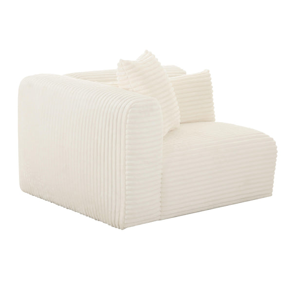 Tarra Fluffy Oversized Cream Corduroy Modular LAF Corner Chair TOV-L68882 TOV Furniture