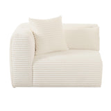 Tarra Fluffy Oversized Cream Corduroy Modular LAF Corner Chair TOV-L68882 TOV Furniture