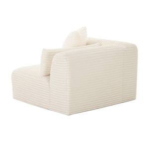 Tarra Fluffy Oversized Cream Corduroy Modular LAF Corner Chair TOV-L68882 TOV Furniture