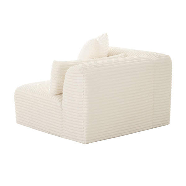 Tarra Fluffy Oversized Cream Corduroy Modular LAF Corner Chair TOV-L68882 TOV Furniture