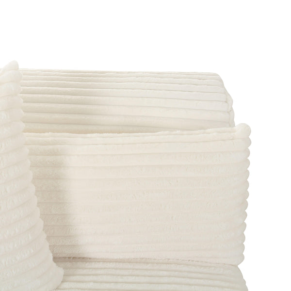 Tarra Fluffy Oversized Cream Corduroy Modular LAF Corner Chair TOV-L68882 TOV Furniture