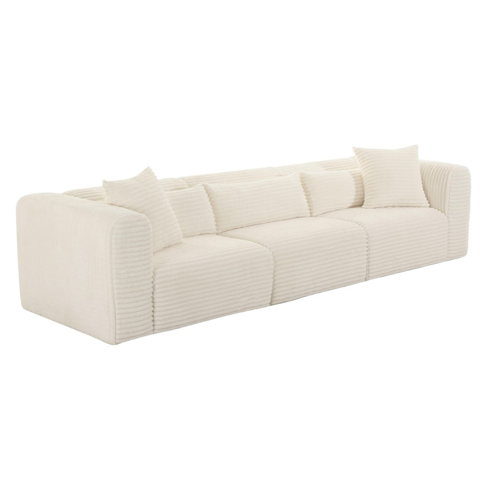 TOV Furniture Tarra 118" Fluffy Oversized Modular Corduroy Sofa - Luxurious Comfort with Easy-Care Versatility Cream TOV-L68887