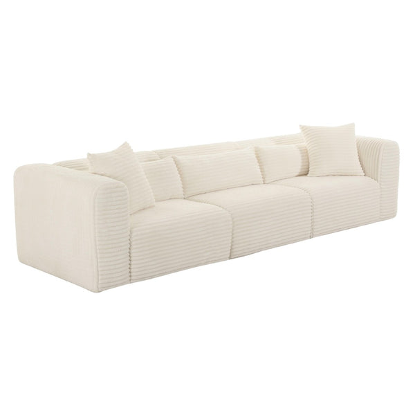 TOV Furniture Tarra 118" Fluffy Oversized Modular Corduroy Sofa - Luxurious Comfort with Easy-Care Versatility Cream TOV-L68887