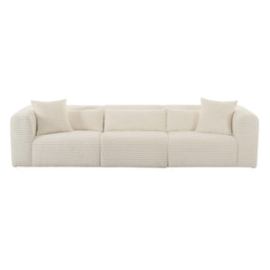 Tarra Fluffy Oversized Cream Corduroy Modular Sofa TOV-L68887 TOV Furniture