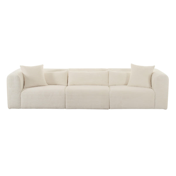 Tarra Fluffy Oversized Cream Corduroy Modular Sofa TOV-L68887 TOV Furniture