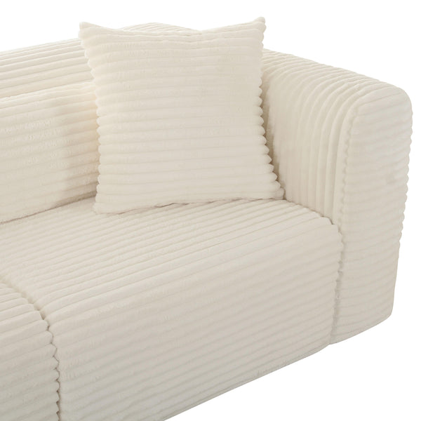 Tarra Fluffy Oversized Cream Corduroy Modular Sofa TOV-L68887 TOV Furniture