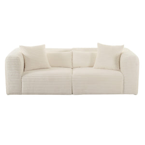 Tarra Fluffy Oversized Cream Corduroy Modular Loveseat TOV-L68888 TOV Furniture