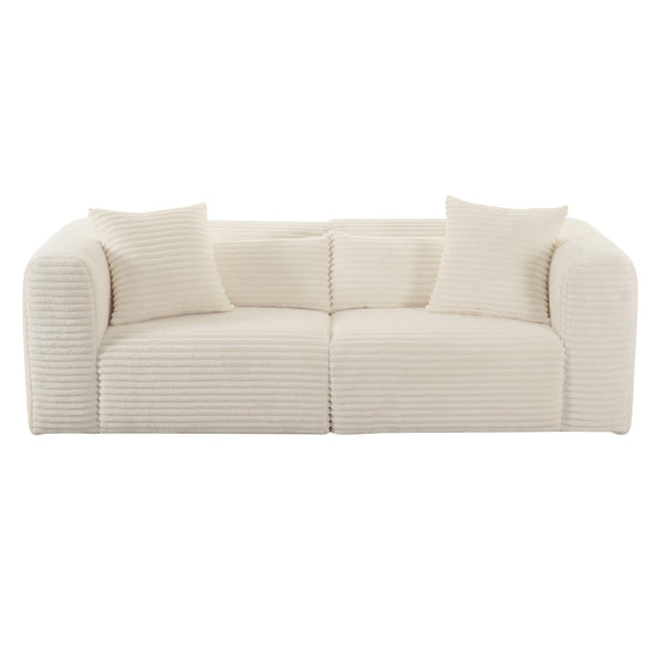 Tarra Fluffy Oversized Cream Corduroy Modular Loveseat TOV-L68888 TOV Furniture