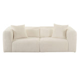 Tarra Fluffy Oversized Cream Corduroy Modular Loveseat TOV-L68888 TOV Furniture