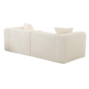 TOV Furniture Tarra 86" Cozy Oversized Corduroy Modular Loveseat for Stylish Comfort and Versatile Living Spaces Cream TOV-L68888