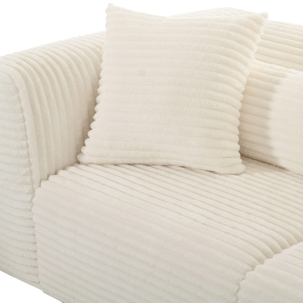 Tarra Fluffy Oversized Cream Corduroy Modular Loveseat TOV-L68888 TOV Furniture