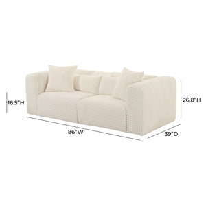Tarra Fluffy Oversized Cream Corduroy Modular Loveseat TOV-L68888 TOV Furniture