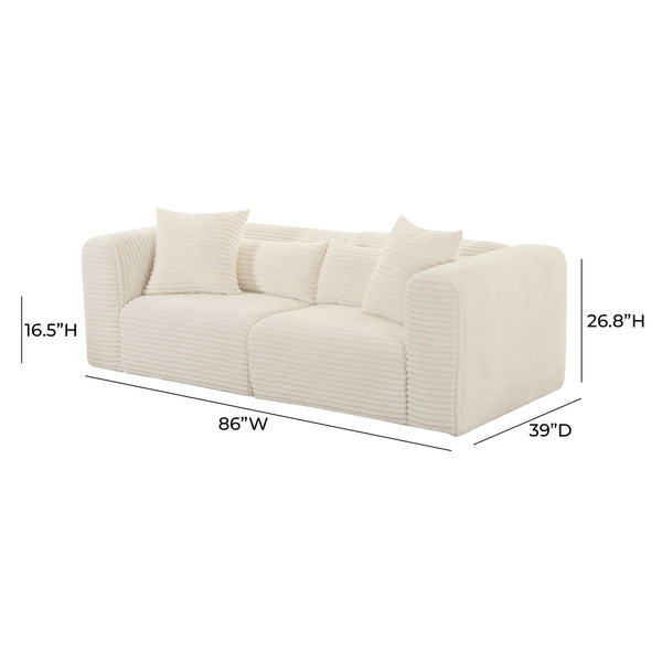 Tarra Fluffy Oversized Cream Corduroy Modular Loveseat TOV-L68888 TOV Furniture