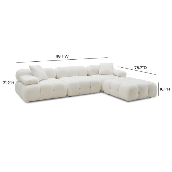 TOV Furniture Calliope 4-Piece Vegan Shearling Modular Sectional – Luxurious Comfort & Stylish Versatility for Your Home TOV-L68922-SEC