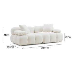 TOV Furniture Calliope 79" Vegan Shearling Modular Loveseat - Plush Comfort, Customizable Design, Luxe Style TOV-L68923