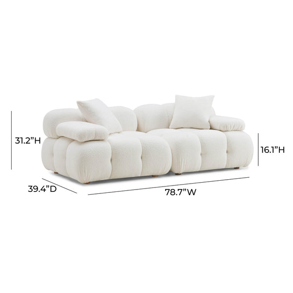 TOV Furniture Calliope 79" Vegan Shearling Modular Loveseat - Plush Comfort, Customizable Design, Luxe Style TOV-L68923