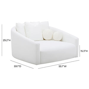 TOV Furniture Hanim 54" Cream Daybed with Plush Cushions - Stylish Performance Fabric for Ultimate Comfort, Versatile Use TOV-L68938