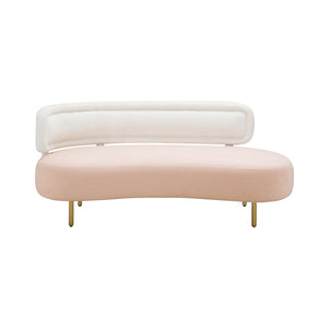 TOV Furniture Tischa 70" Upholstered Sofa - Chic Modern Design with Curved Profile & Luxe Brass Legs for Elegance Blush/Cream TOV-L68940