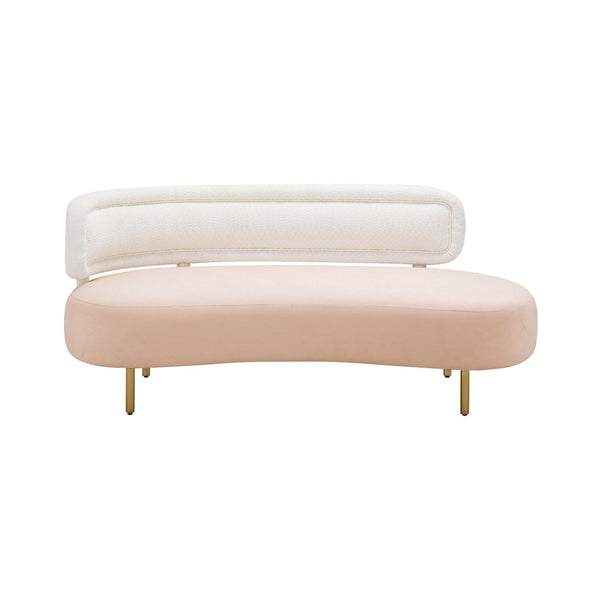 TOV Furniture Tischa 70" Upholstered Sofa - Chic Modern Design with Curved Profile & Luxe Brass Legs for Elegance Blush/Cream TOV-L68940