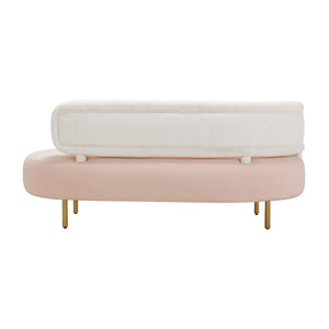 TOV Furniture Tischa 70" Upholstered Sofa - Chic Modern Design with Curved Profile & Luxe Brass Legs for Elegance Blush/Cream TOV-L68940