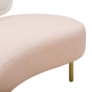 TOV Furniture Tischa 70" Upholstered Sofa - Chic Modern Design with Curved Profile & Luxe Brass Legs for Elegance Blush/Cream TOV-L68940