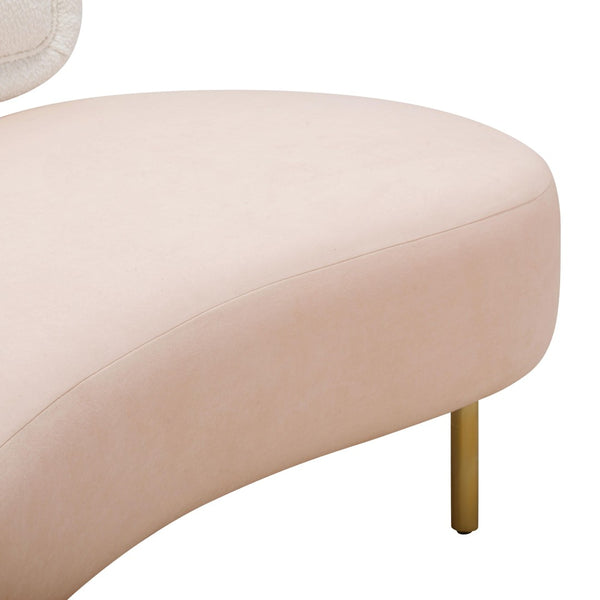 TOV Furniture Tischa 70" Upholstered Sofa - Chic Modern Design with Curved Profile & Luxe Brass Legs for Elegance Blush/Cream TOV-L68940