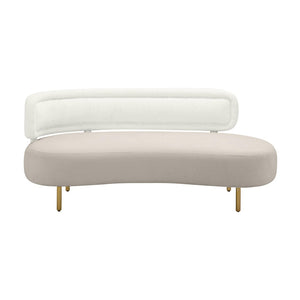 TOV Furniture Tischa 70" Upholstered Sofa - Chic Modern Design with Curved Profile & Luxe Brass Legs for Elegance Cream/Grey TOV-L68941